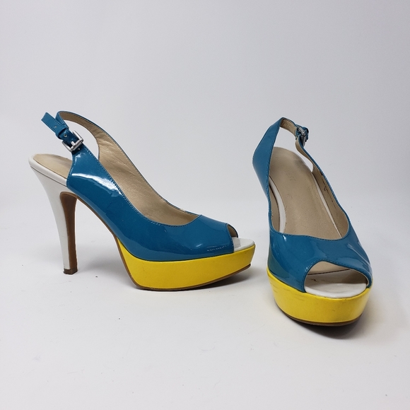 Nine West Iwanto Multi-color Slingback Platform Pu - Picture 3 of 6